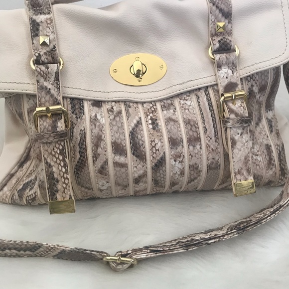 Snake Print Satchel Bag with Adjustable Shoulder - Picture 4 of 8